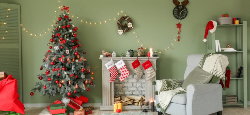 Interior,Of,Beautiful,Room,Decorated,For,Christmas